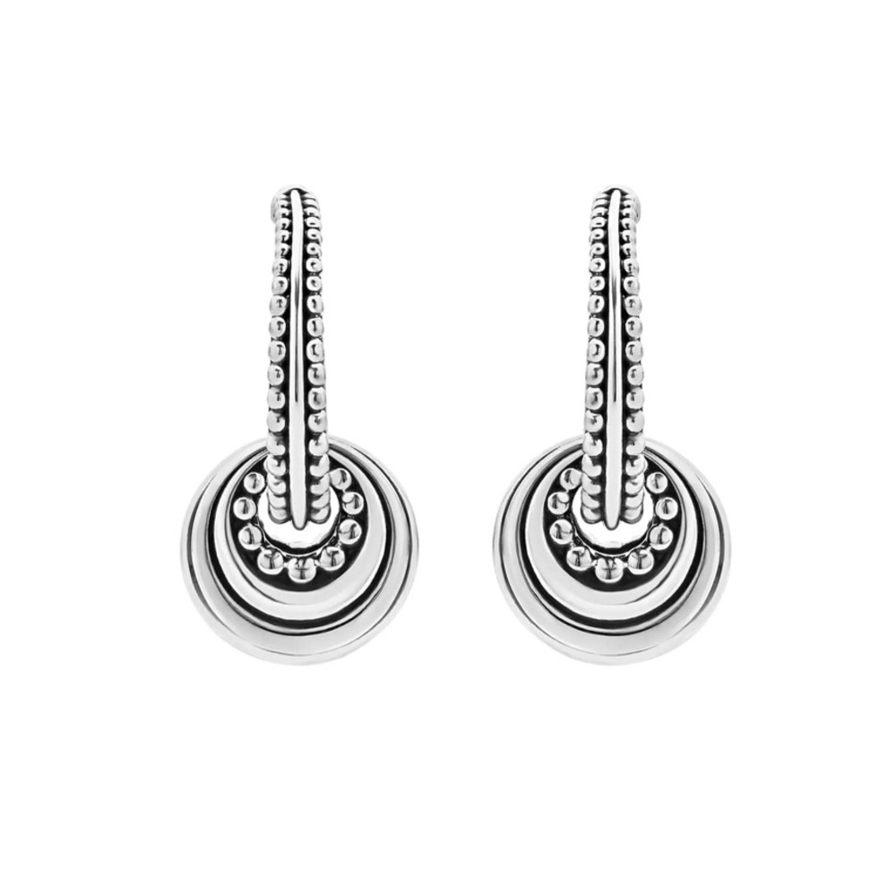 Lagos Fluted Disc Beaded Hoop Earrings